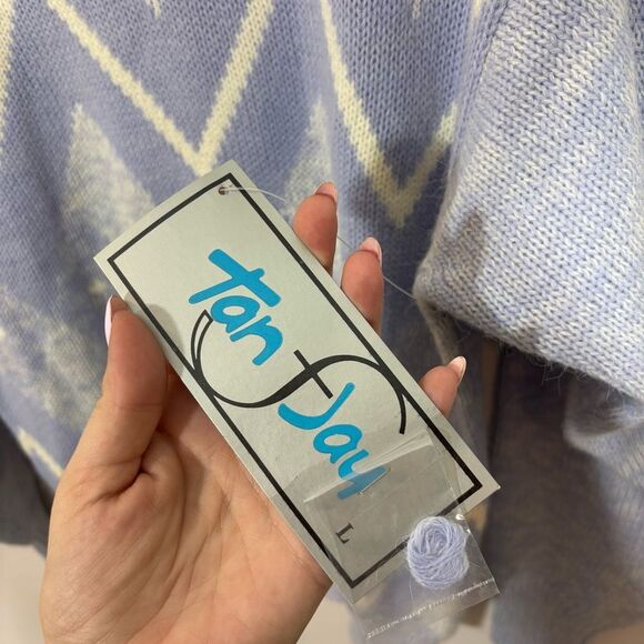 Vintage Tan F Jay NWT Geometric Wool Blend Sweater Size Large - Picture 9 of 12